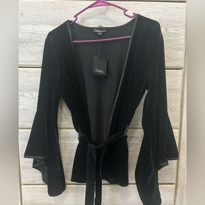 Dalia Black Velvet wide-sleeve shirt